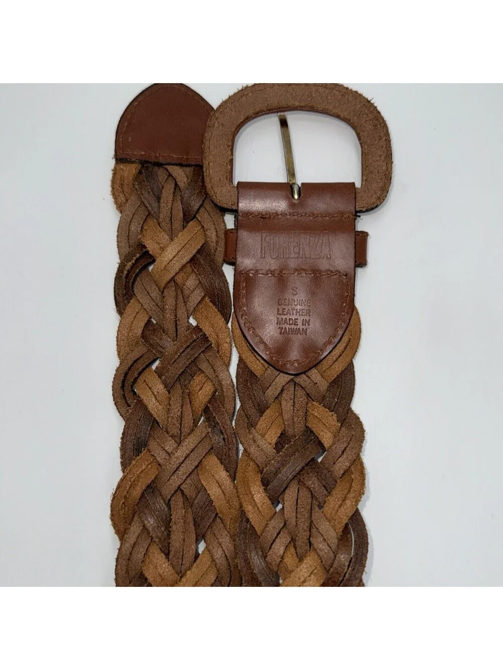 Forenza 3 Tone Brown Beige Tan Braided Leather Belt 2
